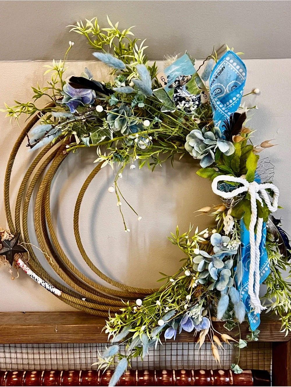 Authentic Lariat Rope Wreath Western Cottage Farmhouse Decor